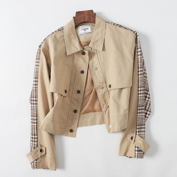 Lühike ruuduliste varrukatega sügisjope