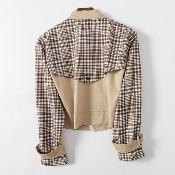 Lühike ruuduliste varrukatega sügisjope