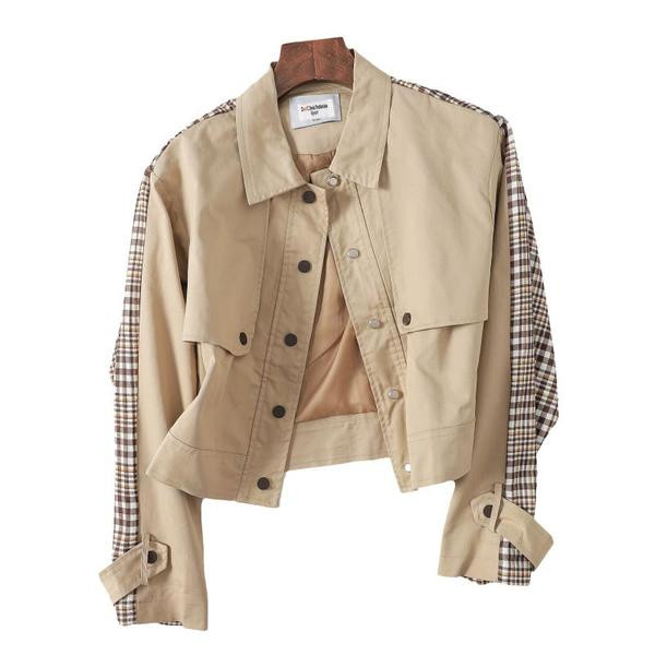 Lühike ruuduliste varrukatega sügisjope