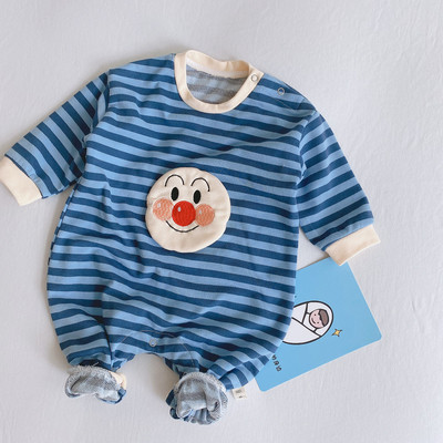 Ριγέ παιδική φόρμα με μακριά μανίκια και απλικέ