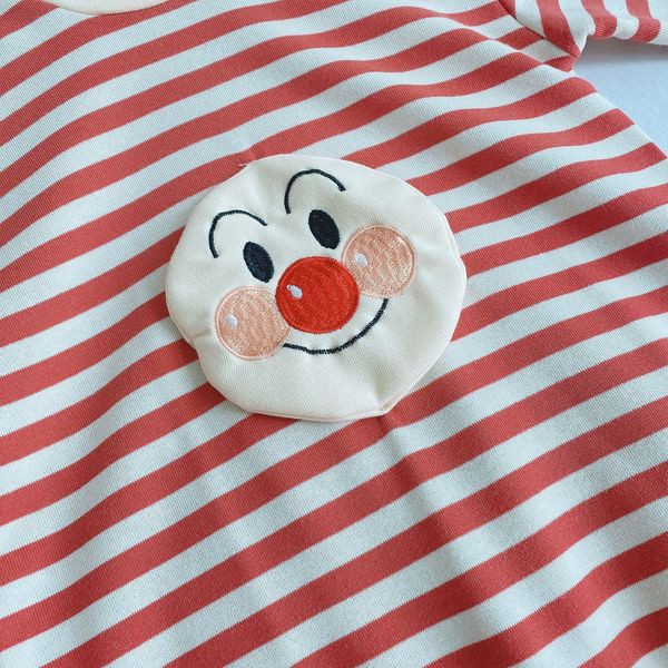 Ριγέ παιδική φόρμα με μακριά μανίκια και απλικέ