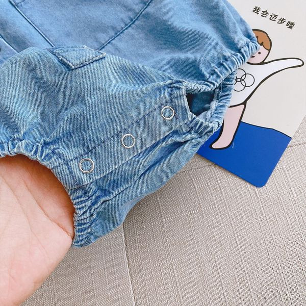 Τζιν βρεφικό κορμάκι  για κορίτσια με μακριά μανίκια