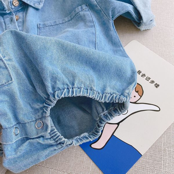 Τζιν βρεφικό κορμάκι  για κορίτσια με μακριά μανίκια