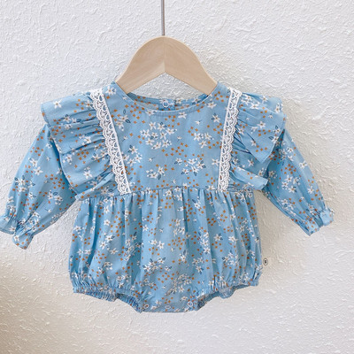 Moodne pikkade varrukatega lillelise mustriga beebibody tüdrukutele