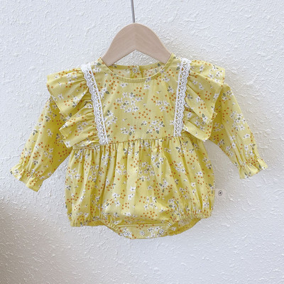 Moodne pikkade varrukatega lillelise mustriga beebibody tüdrukutele