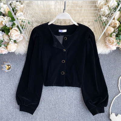 Naiste vabaaja lühike nööpide ja pikkade varrukatega särk