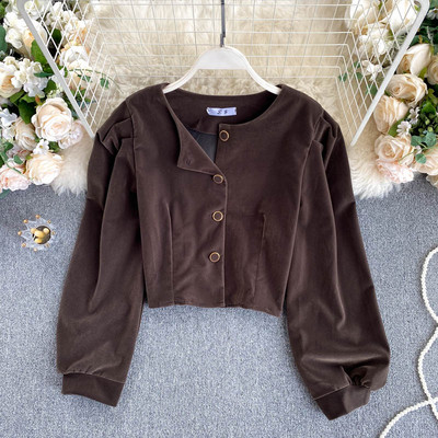 Naiste vabaaja lühike nööpide ja pikkade varrukatega särk