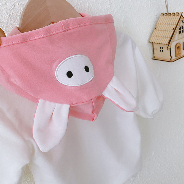 Μοντέρνο βρεφικό κορμάκι για κορίτσια με μακριά μανίκια και κουκούλα