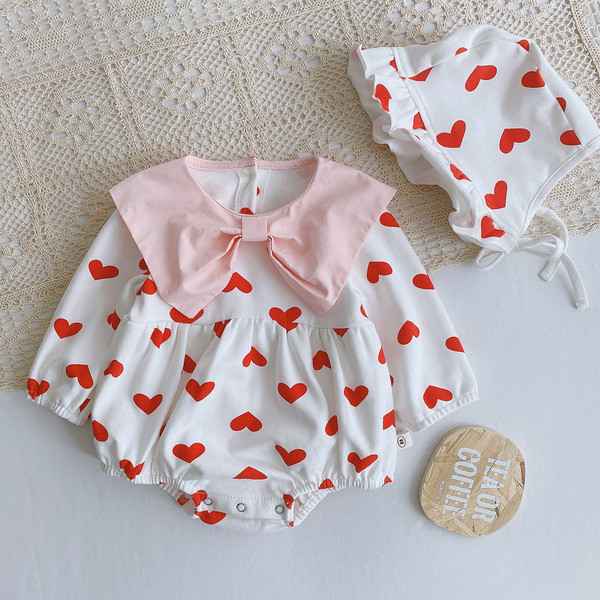 Βρεφικό κορμάκι για κορίτσια με κορδέλα και καπέλο