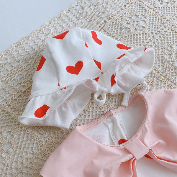 Βρεφικό κορμάκι για κορίτσια με κορδέλα και καπέλο