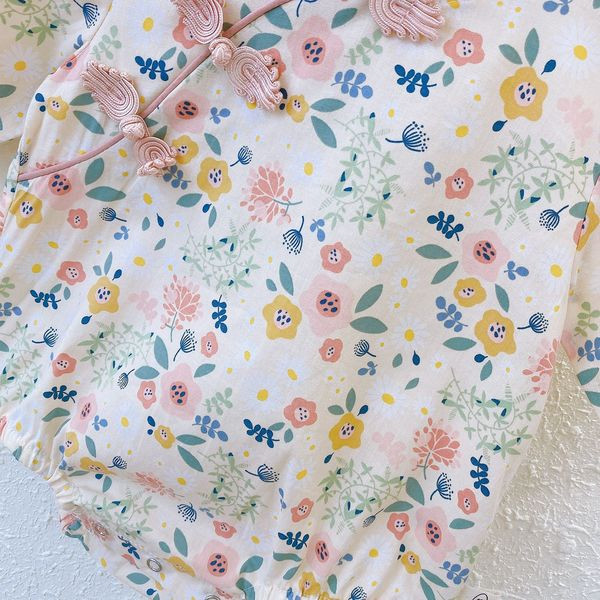 Βρεφικό κορμάκι  για κορίτσια με κορδέλα και λουλουδάτο μοτίβο