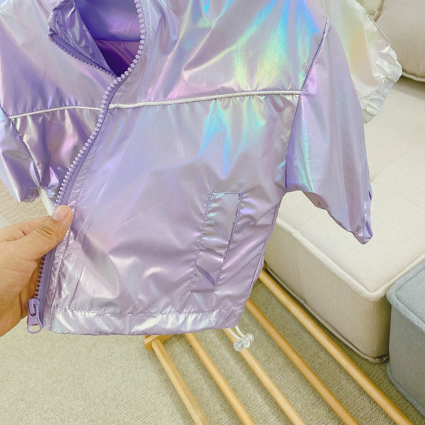 Τρέχον παιδικό μπουφάν για κορίτσια με ψηλό κολάρο και φερμουάρ