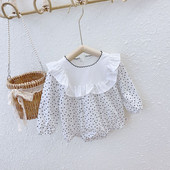 Βρεφικό κορμάκι για κορίτσια με μακριά μανίκια και οβάλ ντεκολτέ