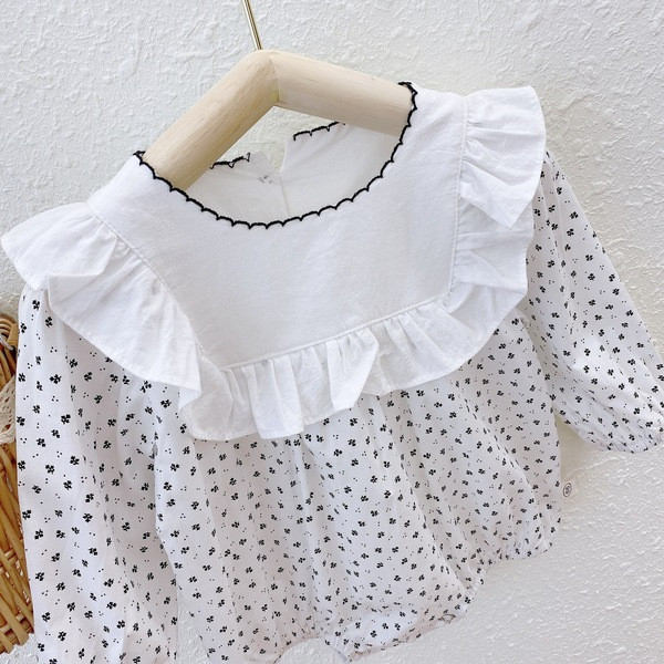 Βρεφικό κορμάκι για κορίτσια με μακριά μανίκια και οβάλ ντεκολτέ