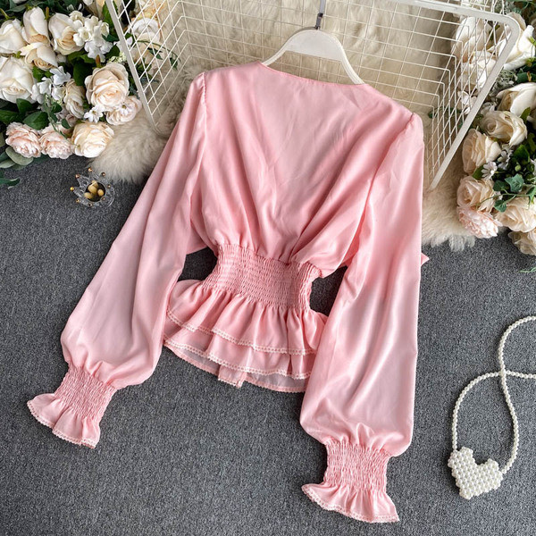 Stiilne naiste särk paela ja spitsikaelusega