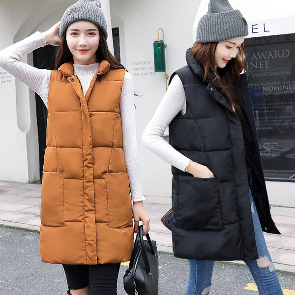 Γυναικείο μοντέρνο φαρδύ και μακρύ γιλέκο με τσέπες