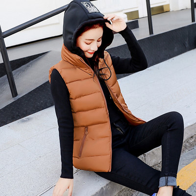 Γυναικείο κοντό μοντέλο γιλέκο με κουκούλα