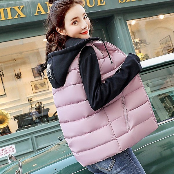 Γυναικείο κοντό μοντέλο γιλέκο με κουκούλα