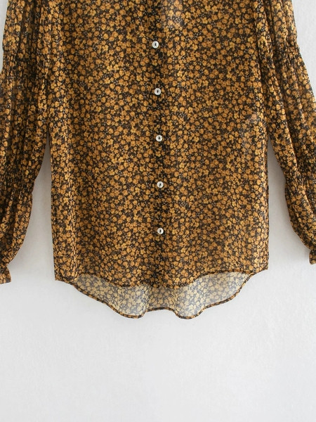 Γυναικείο πουκάμισο με λουλουδάτο μοτίβο - ασύμμετρο μοτίβο