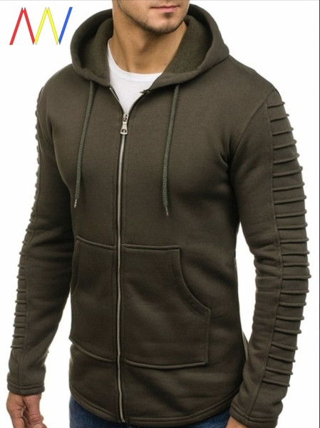 Férfi pulóver dombornyomott ujjakkal és cipzárral