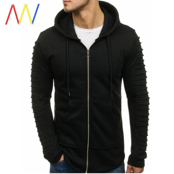 Férfi pulóver dombornyomott ujjakkal és cipzárral