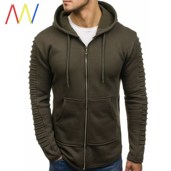 Férfi pulóver dombornyomott ujjakkal és cipzárral