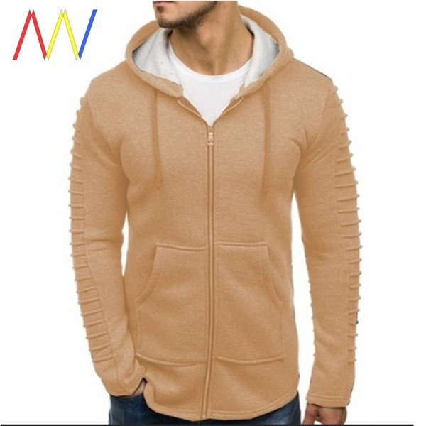 Férfi pulóver dombornyomott ujjakkal és cipzárral