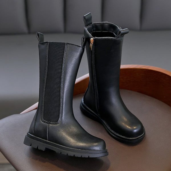 Eko bőrből készült modern gyerekcsizma cipzárral