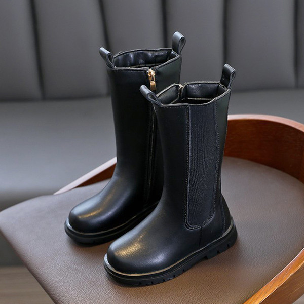 Eko bőrből készült modern gyerekcsizma cipzárral