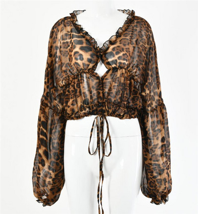 Naiste spitsikaelusega šifoonist särk ja pikkade laiade varrukatega