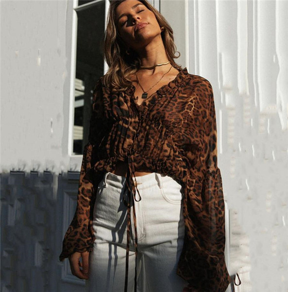 Naiste spitsikaelusega šifoonist särk ja pikkade laiade varrukatega