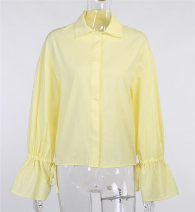 Γυναικείο πουκάμισο με κουμπιά και μακριά μανίκια - φαρδύ μοντέλο