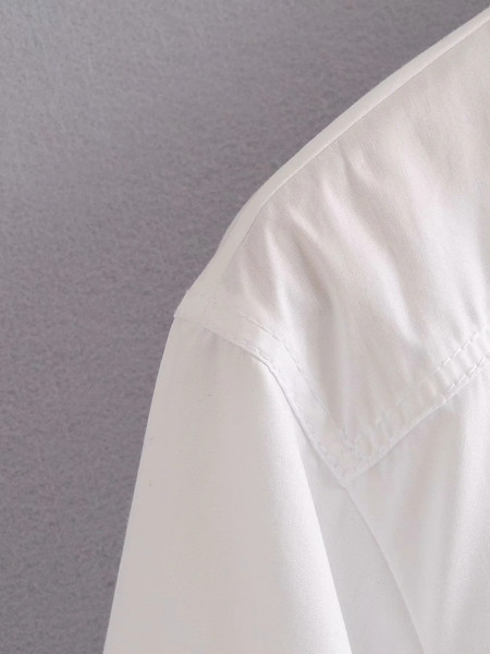 Γυναικείο casual πουκάμισο με κοντά μανίκια - λευκό χρώμα