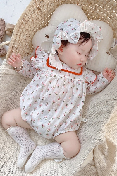 Καθημερινόβρεφικό  κορμάκι  για κορίτσια με μακριά μανίκια