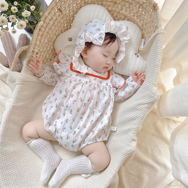 Καθημερινόβρεφικό  κορμάκι  για κορίτσια με μακριά μανίκια