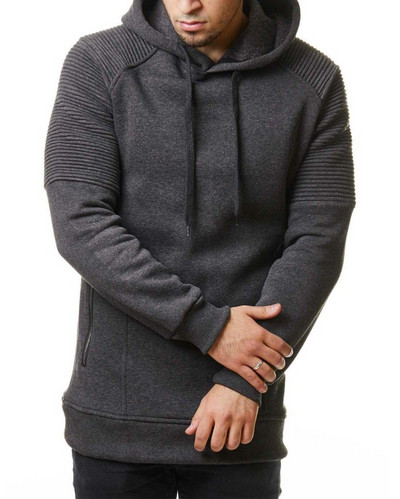 Ανδρικό φούτερ με κουκούλα και ανάγλυφα μανίκια