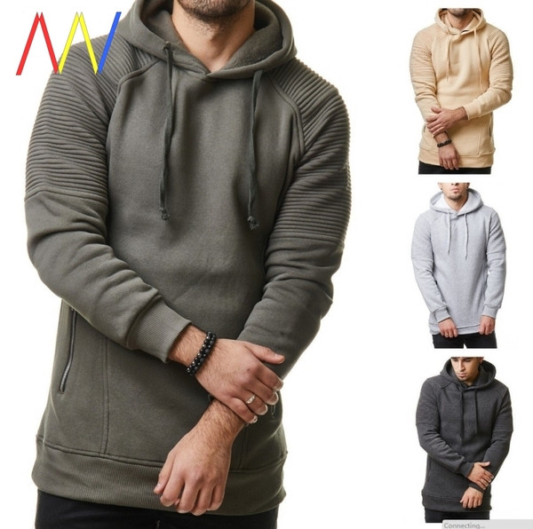 Ανδρικό φούτερ με κουκούλα και ανάγλυφα μανίκια