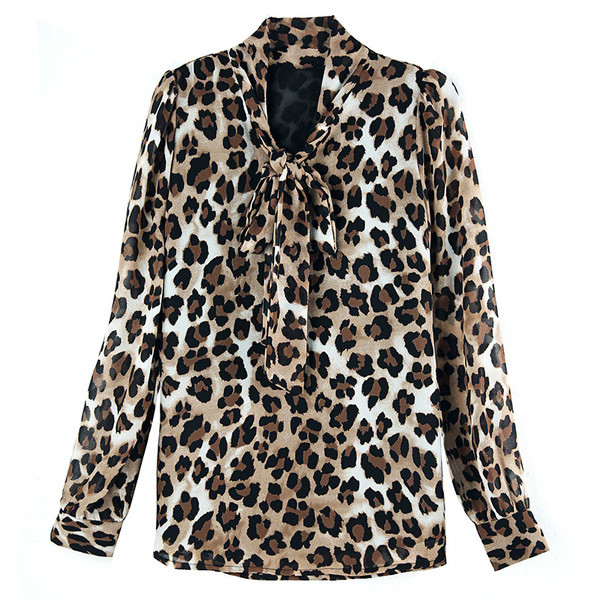 Modern női ing leopárd mintával és hosszú ujjal