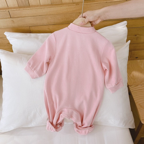 Rózsaszín baba kombiné lányoknak hosszú ujjal és hímzéssel