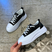 Eko bőrből készült alkalmi női sportcipő 5 cm-es platformmal