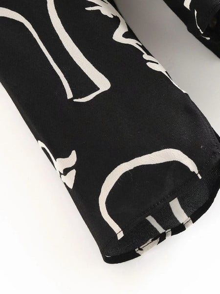 Uue mudeli mustriga ja kõrge kraega naiste särk musta värvi