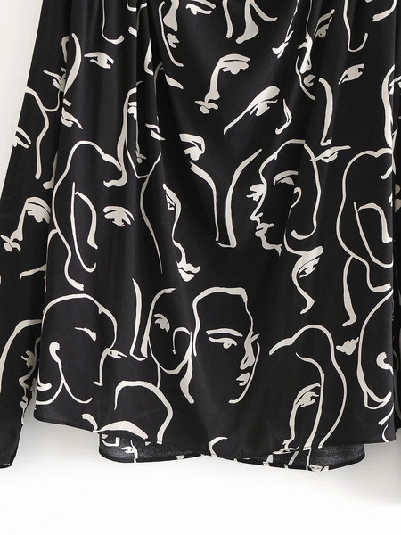 Uue mudeli mustriga ja kõrge kraega naiste särk musta värvi