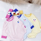 Βρεφικό κορμάκι με μακριά μανίκια και απλικέ