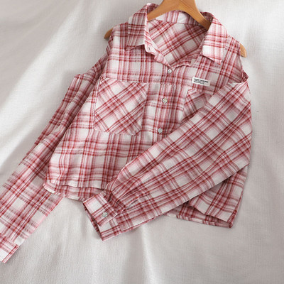 Γυναικείο πουκάμισο καρό με γυμνούς ώμους και κουμπιά