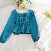 Retro stílusú női ing négyzet alakú nyakkivágással