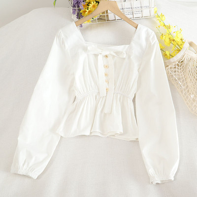 Retro stílusú női ing négyzet alakú nyakkivágással