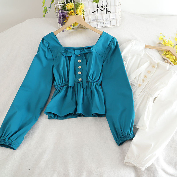 Retro stílusú női ing négyzet alakú nyakkivágással