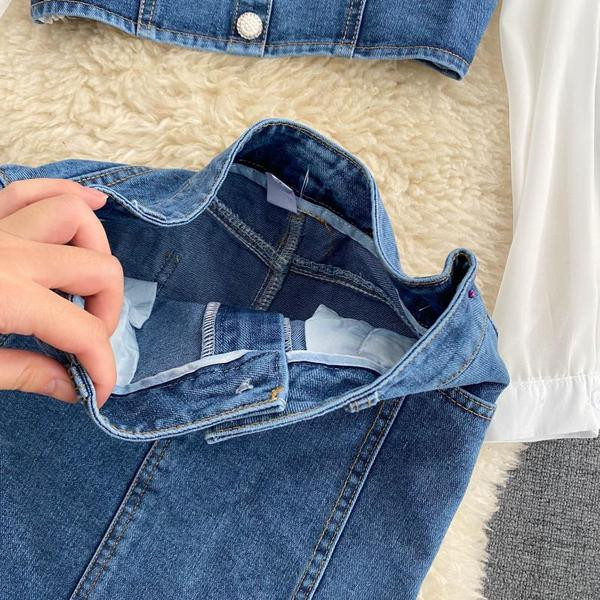 Naiste teksakomplekt koos pluusi ja seelikuga