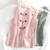 Γυναικείο μακρύ γιλέκο με κουμπιά και τσέπες