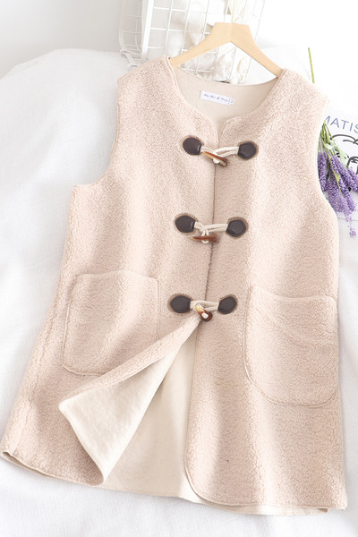 Γυναικείο μακρύ γιλέκο με κουμπιά και τσέπες